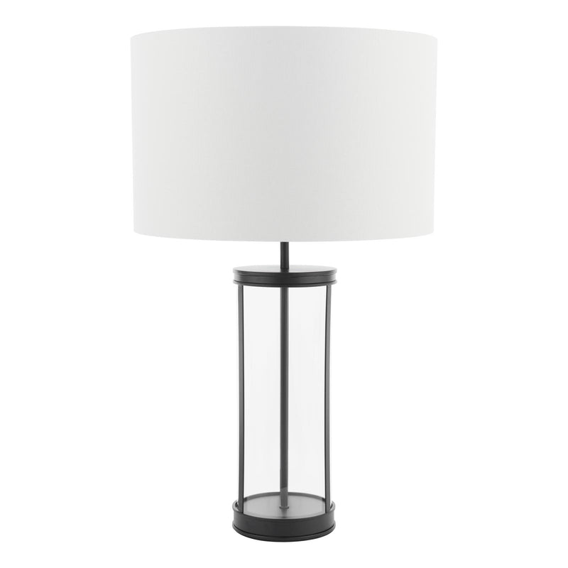 Laura Ashley Harrington Large Table Lamp Matt Black and Glass With Shade • LA3756425-Q