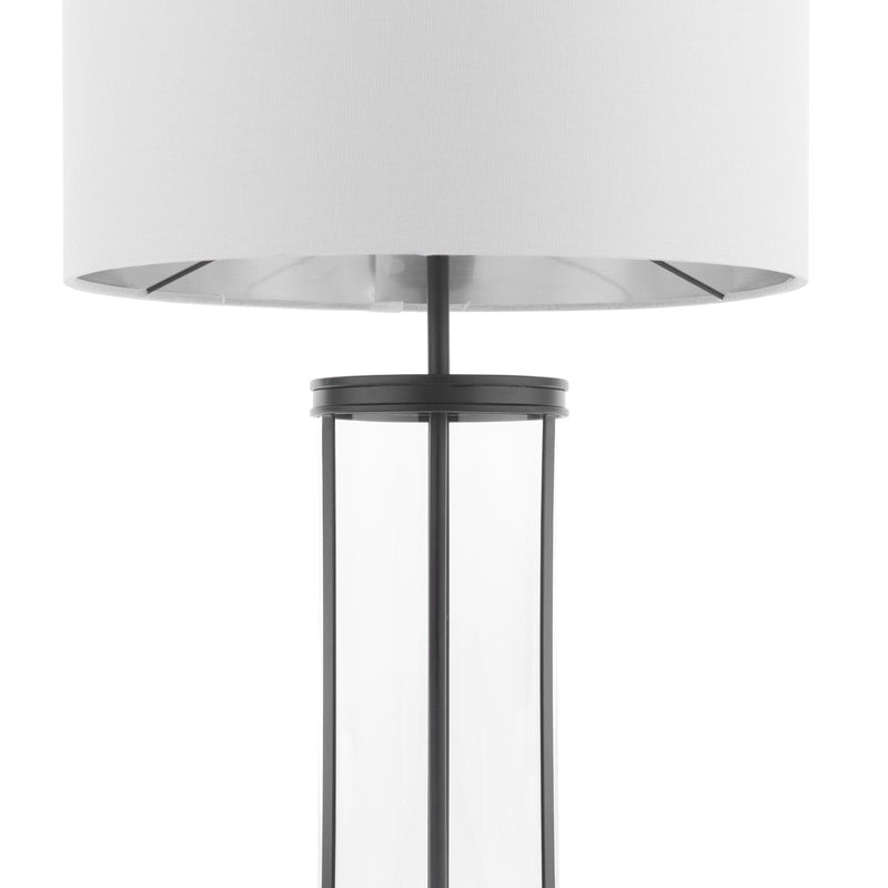 Laura Ashley Harrington Large Table Lamp Matt Black and Glass With Shade • LA3756425-Q