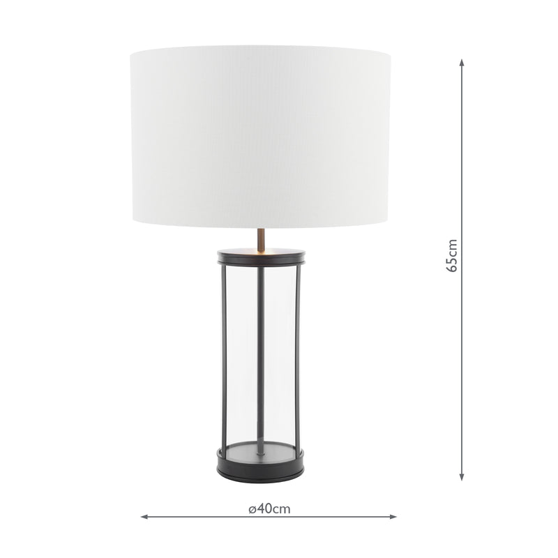 Laura Ashley Harrington Large Table Lamp Matt Black and Glass With Shade • LA3756425-Q