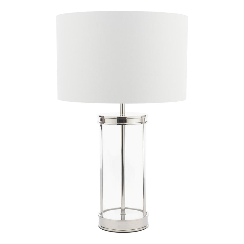 Laura Ashley Harrington Small Table Lamp Polished Nickel and Glass With Shade • LA3756426-Q