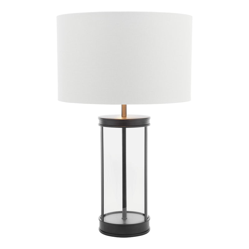 Laura Ashley Harrington Small Table Lamp Matt Black and Glass With Shade • LA3756428-Q