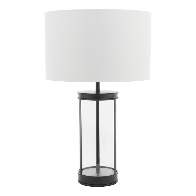 Laura Ashley Harrington Small Table Lamp Matt Black and Glass With Shade • LA3756428-Q