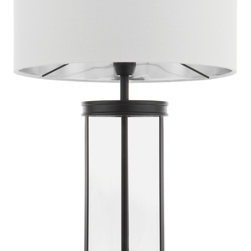 Laura Ashley Harrington Small Table Lamp Matt Black and Glass With Shade • LA3756428-Q