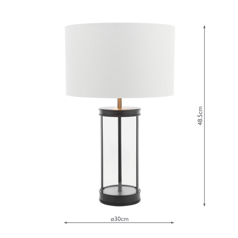 Laura Ashley Harrington Small Table Lamp Matt Black and Glass With Shade • LA3756428-Q
