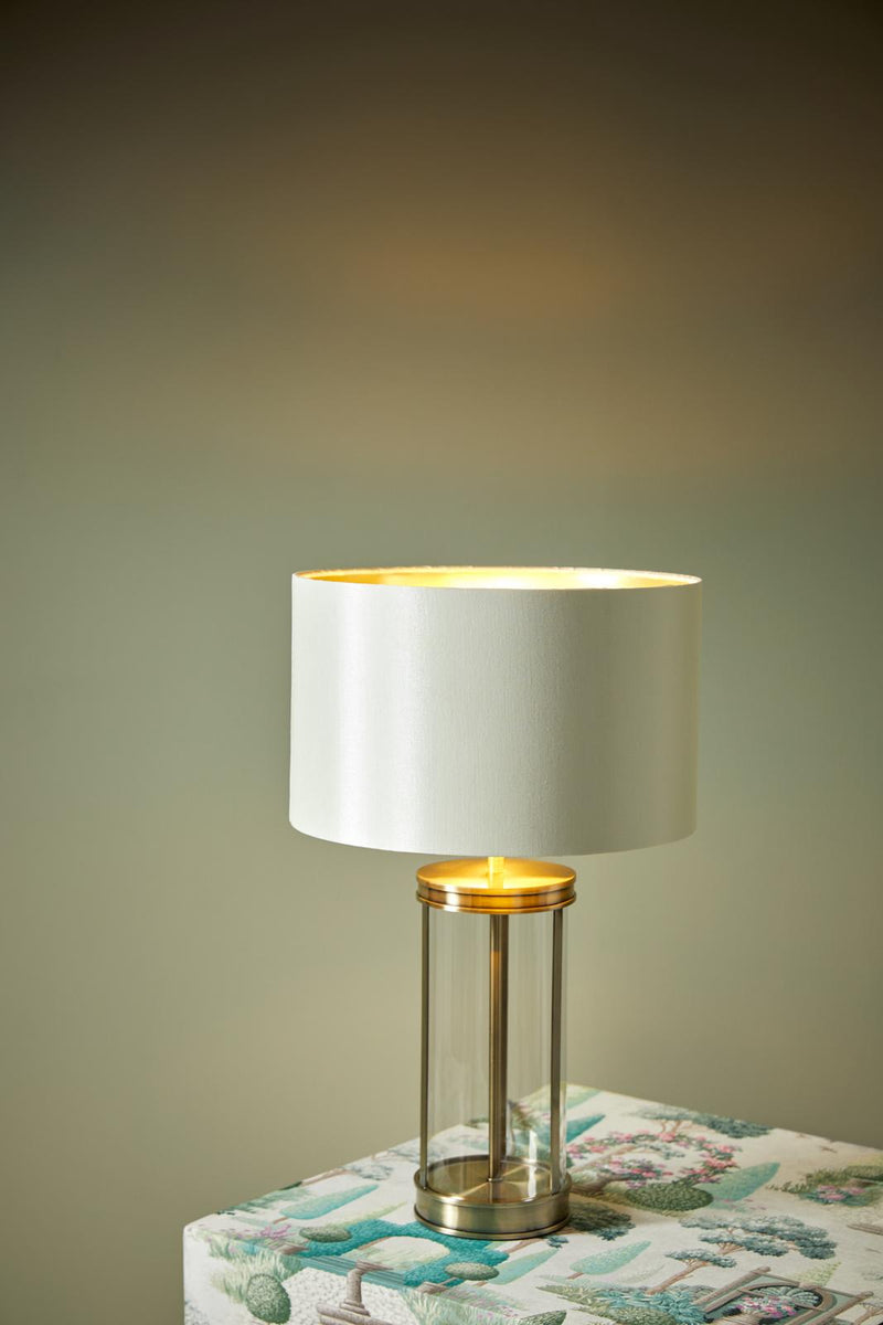 Laura Ashley Harrington Small Table Lamp Antique Brass and Glass With Shade • LA3756429-Q