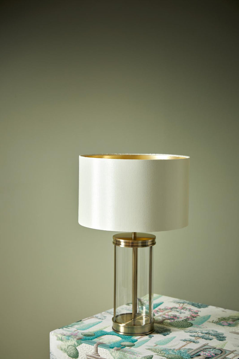 Laura Ashley Harrington Small Table Lamp Antique Brass and Glass With Shade • LA3756429-Q