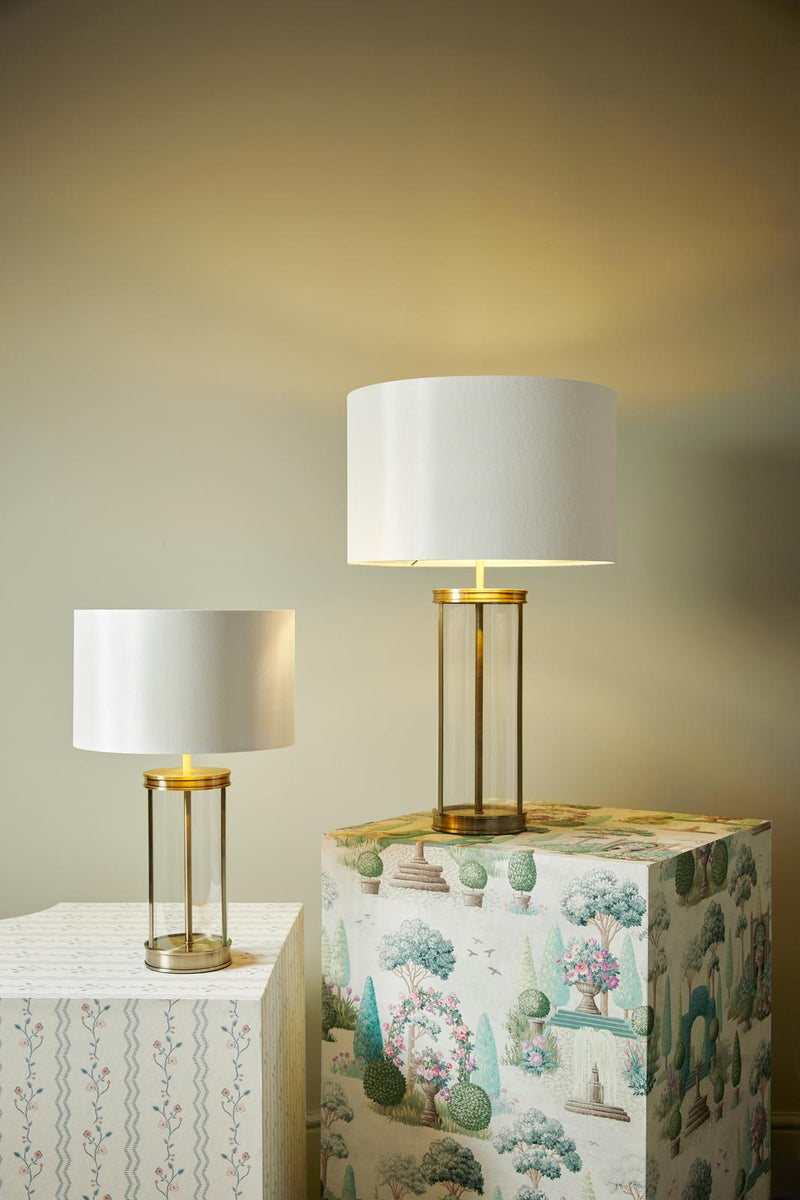 Laura Ashley Harrington Small Table Lamp Antique Brass and Glass With Shade • LA3756429-Q