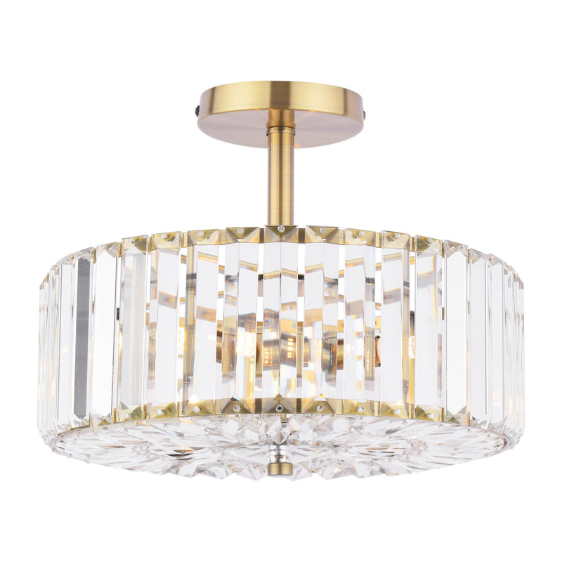 Laura Ashley Fernhurst 3 Light Semi-Flush Crystal and Antique Brass • LA3756455-Q