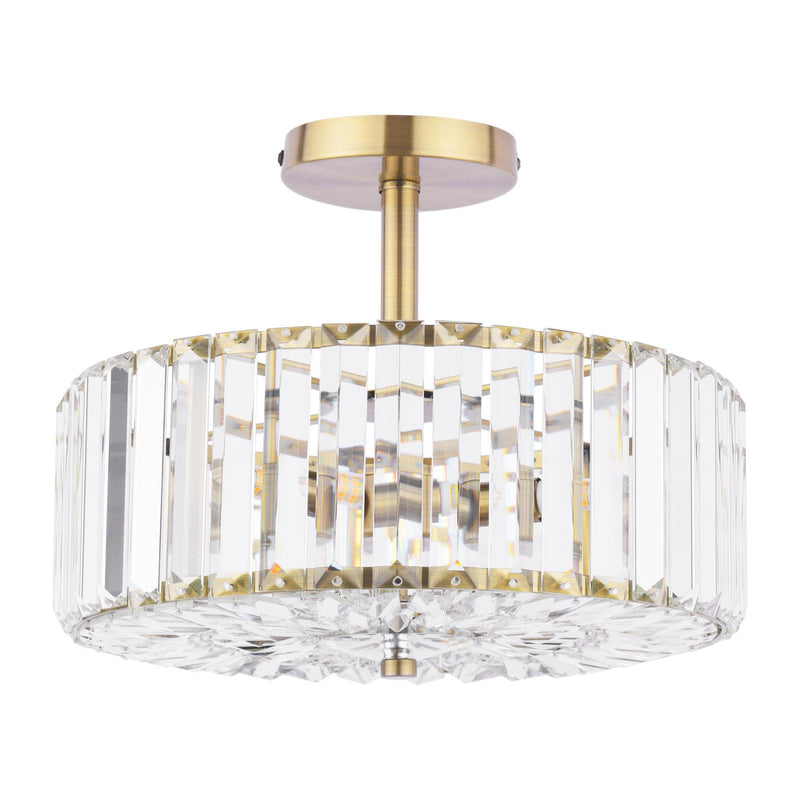 Laura Ashley Fernhurst 3 Light Semi-Flush Crystal and Antique Brass • LA3756455-Q