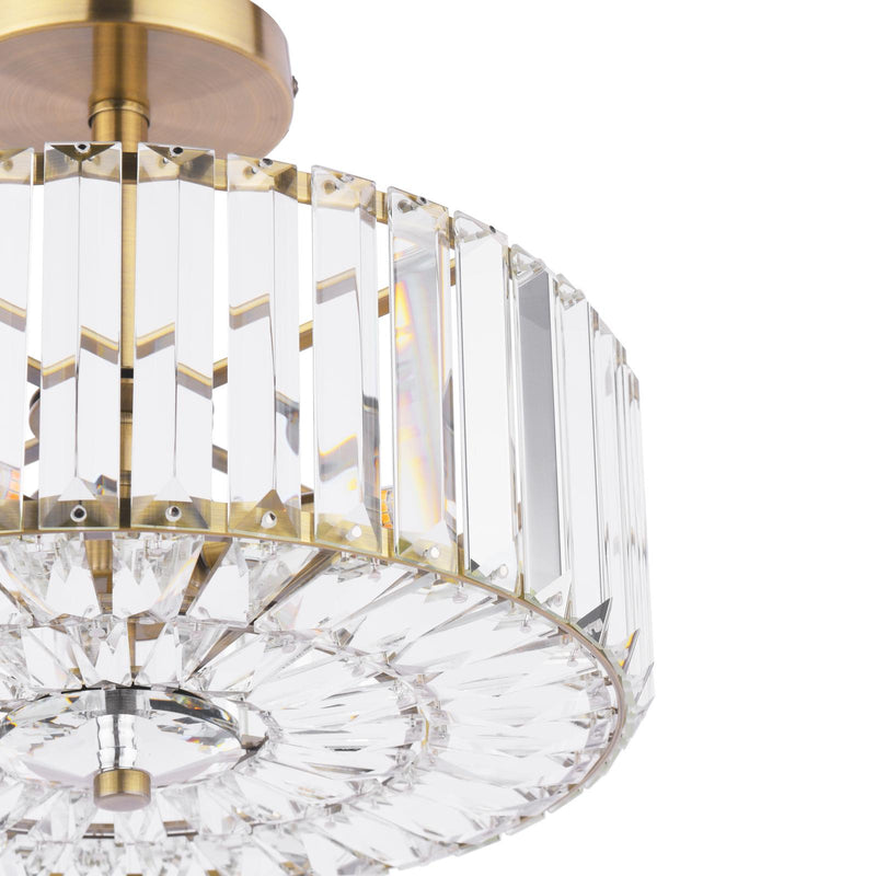 Laura Ashley Fernhurst 3 Light Semi-Flush Crystal and Antique Brass • LA3756455-Q