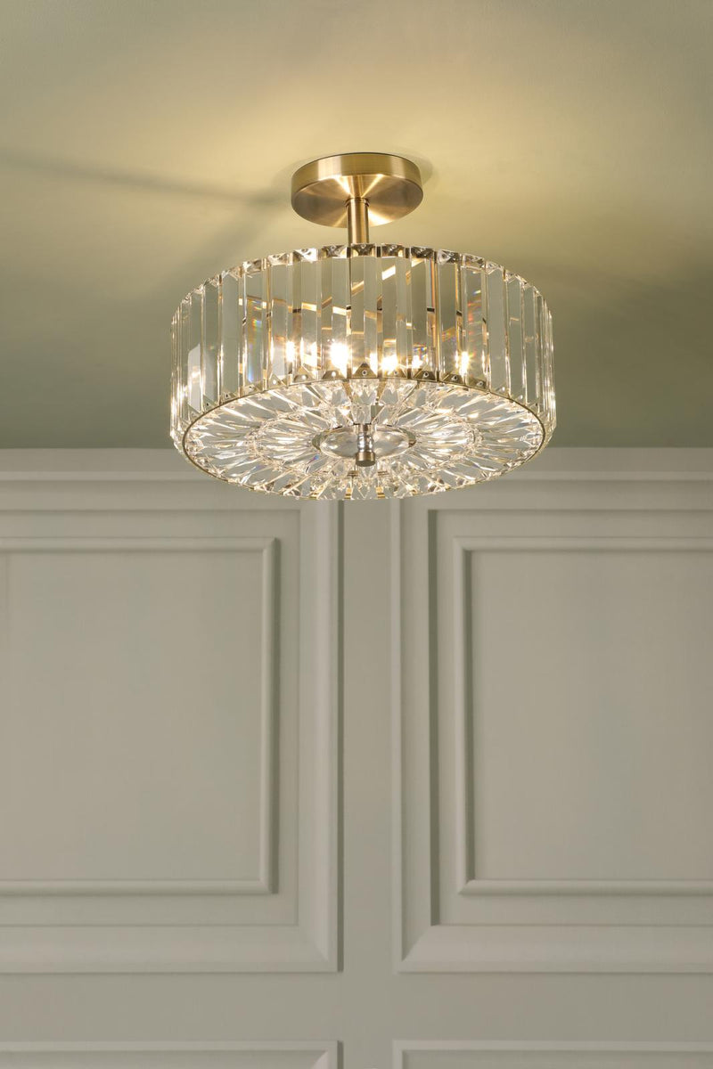 Laura Ashley Fernhurst 3 Light Semi-Flush Crystal and Antique Brass • LA3756455-Q