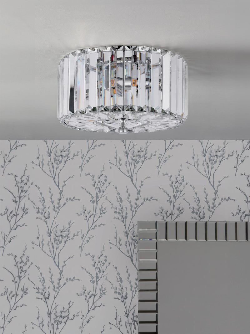 Laura Ashley Fernhurst Small 3 Light Flush Crystal and Polished Chrome • LA3756456-Q