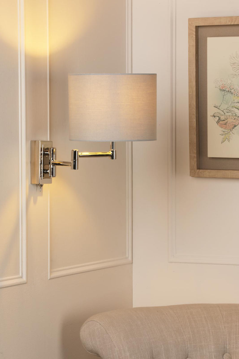 Laura Ashley Marlowe Wall Light Polished Nickel With Shade • LA3756459-Q