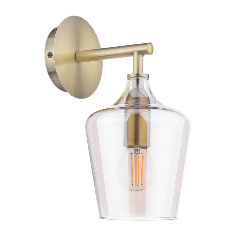 Laura Ashley Ockley Wall Light Antique Brass and Champagne Glass • LA3756460-Q