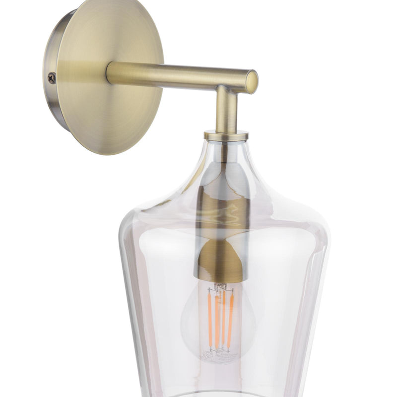 Laura Ashley Ockley Wall Light Antique Brass and Champagne Glass • LA3756460-Q