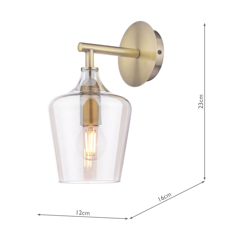 Laura Ashley Ockley Wall Light Antique Brass and Champagne Glass • LA3756460-Q