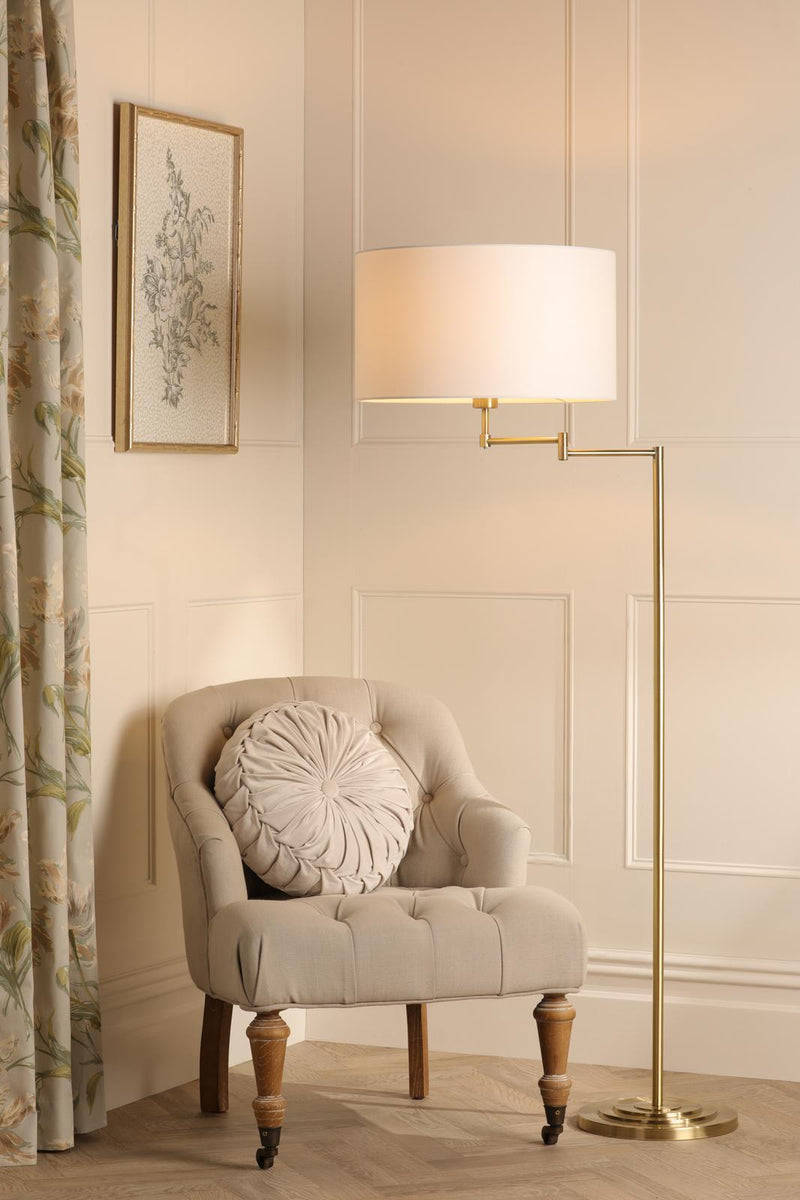 Laura Ashley Marlowe Floor Lamp Antique Brass With Shade • LA3756461-Q