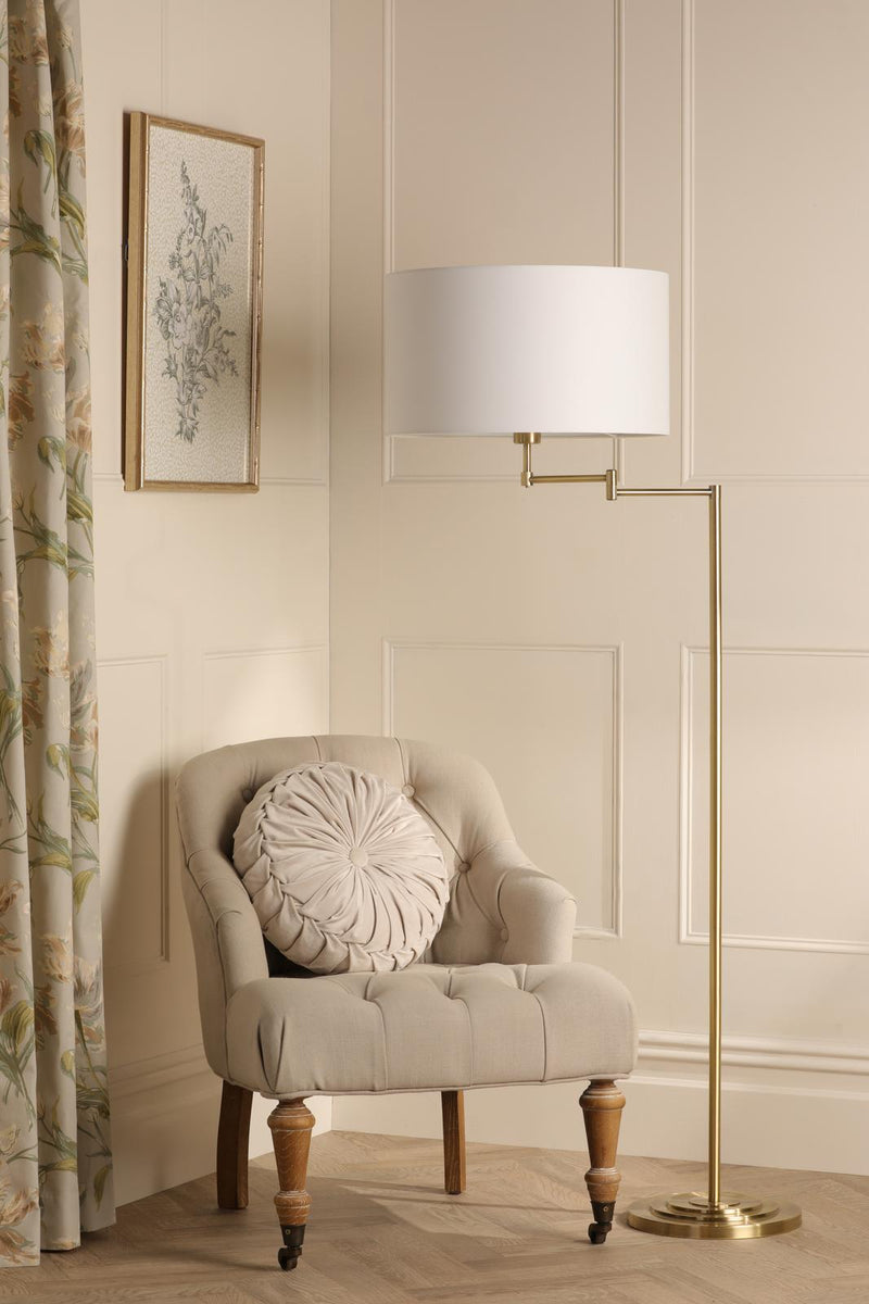 Laura Ashley Marlowe Floor Lamp Antique Brass With Shade • LA3756461-Q