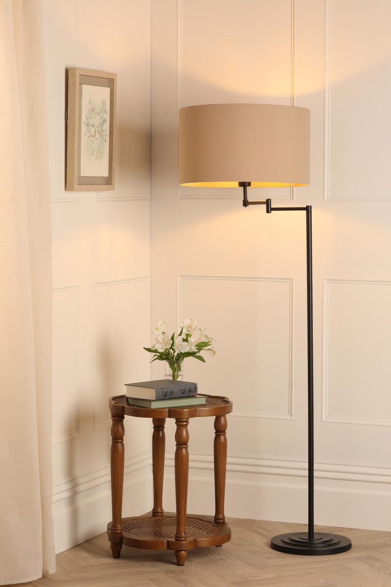 Laura Ashley Marlowe Floor Lamp Matt Black With Shade • LA3756462-Q
