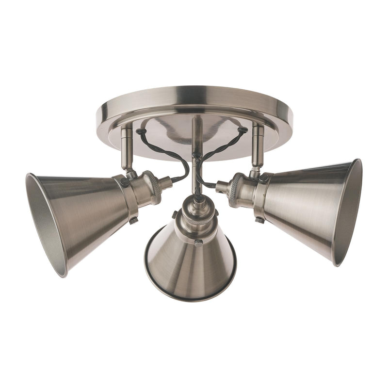Laura Ashley Rufus 3 Light Plate Spotlight Industrial Nickel • LA3756463-Q
