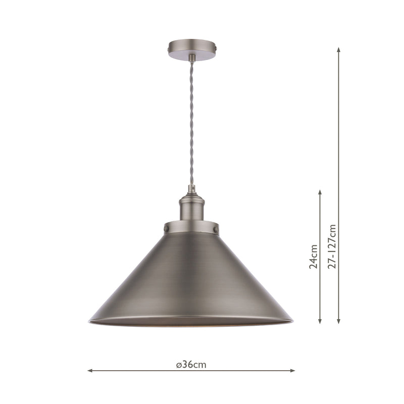 Laura Ashley Rufus Pendant Industrial Nickel • LA3756464-Q