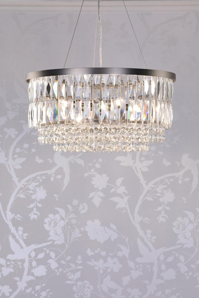 Laura Ashley Rhosill 4 Light Pendant Crystal and Aged Pewter • LA3756466-Q