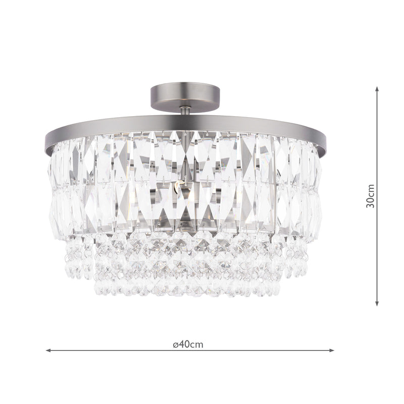 Laura Ashley Rhosill 3 Light Semi-Flush Crystal and Aged Pewter • LA3756467-Q