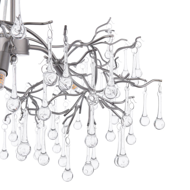 Laura Ashley Willow 3 Light Pendant Satin Pewter and Crystal • LA3756469-Q