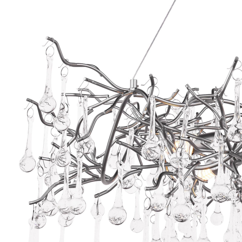 Laura Ashley Willow 5 Light Pendant Satin Pewter and Crystal • LA3756471-Q