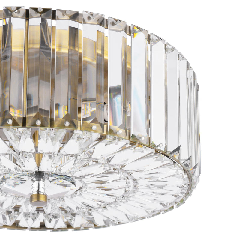Laura Ashley Fernhurst Large 3 Light Flush Crystal and Antique Brass • LA3756472-Q