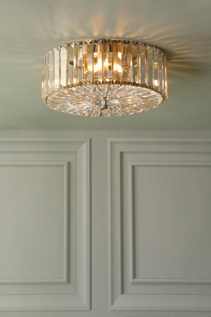 Laura Ashley Fernhurst Large 3 Light Flush Crystal and Antique Brass • LA3756472-Q