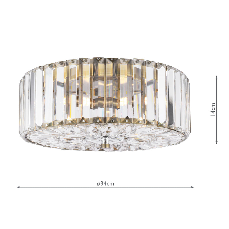 Laura Ashley Fernhurst Large 3 Light Flush Crystal and Antique Brass • LA3756472-Q
