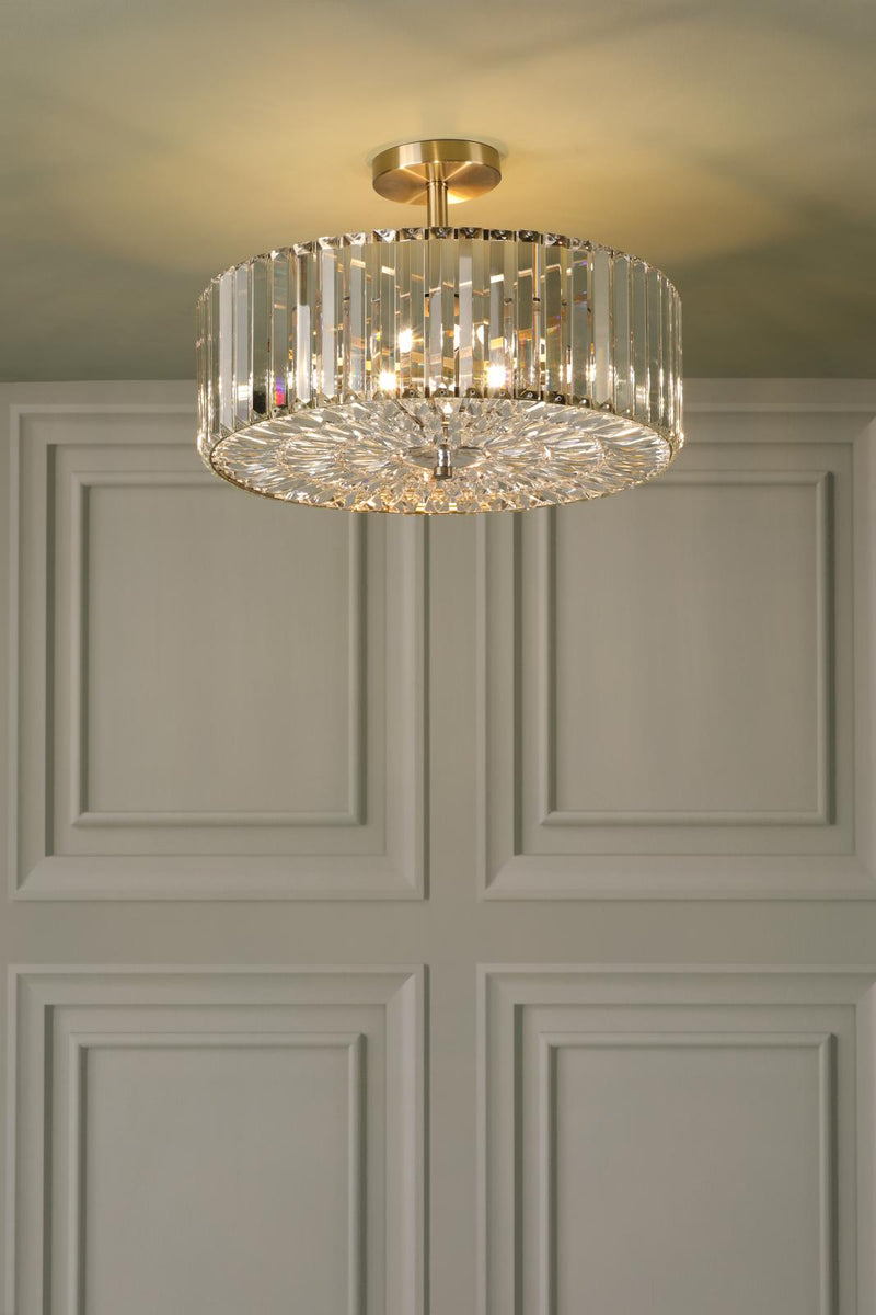 Laura Ashley Fernhurst 4 Light Semi-Flush Crystal and Antique Brass • LA3756473-Q