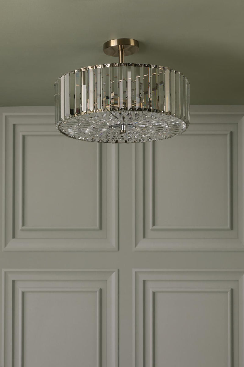 Laura Ashley Fernhurst 4 Light Semi-Flush Crystal and Antique Brass • LA3756473-Q