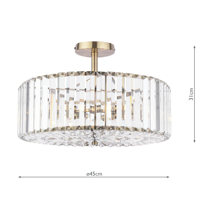 Laura Ashley Fernhurst 4 Light Semi-Flush Crystal and Antique Brass • LA3756473-Q