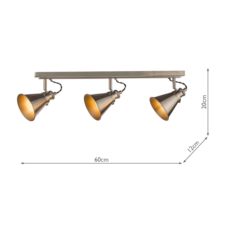 Laura Ashley Rufus 3 Light Bar Spotlight Industrial Nickel • LA3756474-Q