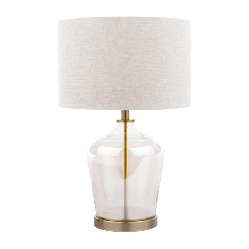 Laura Ashley Ockley Touch Table Lamp Antique Brass and Champagne Glass With Shade • LA3756484-Q