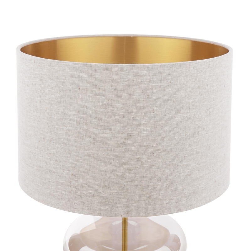 Laura Ashley Ockley Touch Table Lamp Antique Brass and Champagne Glass With Shade • LA3756484-Q
