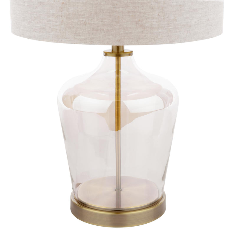 Laura Ashley Ockley Touch Table Lamp Antique Brass and Champagne Glass With Shade • LA3756484-Q