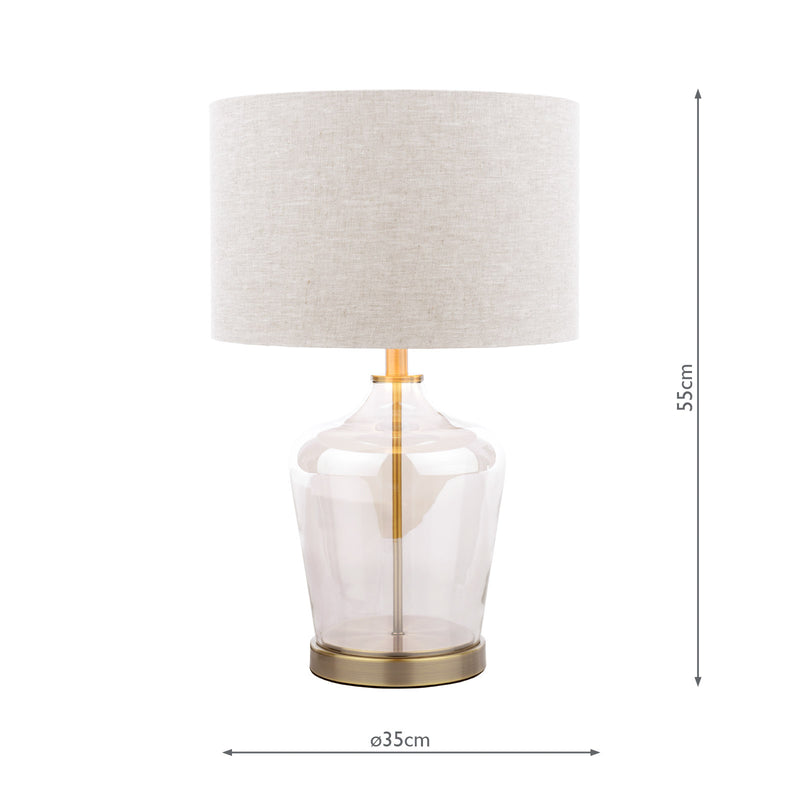 Laura Ashley Ockley Touch Table Lamp Antique Brass and Champagne Glass With Shade • LA3756484-Q