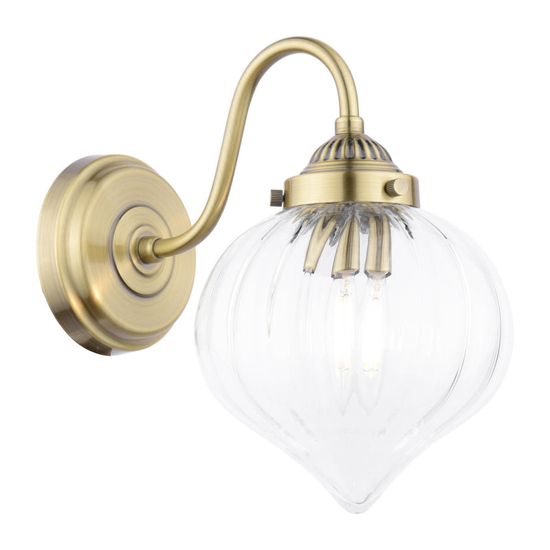Laura Ashley Whitham Wall Light Antique Brass and Ribbed Glass • LA3756485-Q
