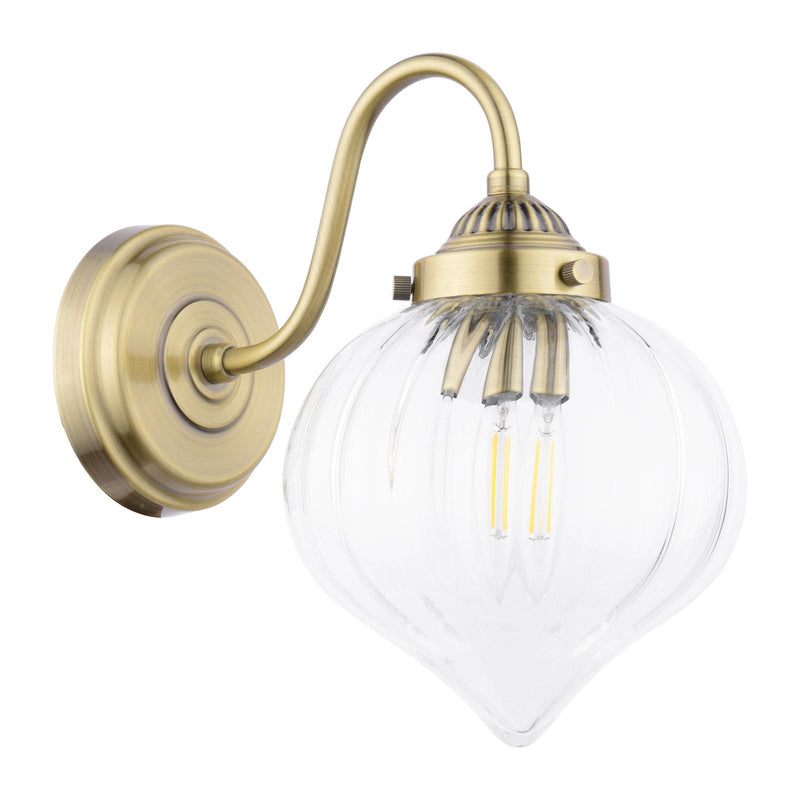 Laura Ashley Whitham Wall Light Antique Brass and Ribbed Glass • LA3756485-Q