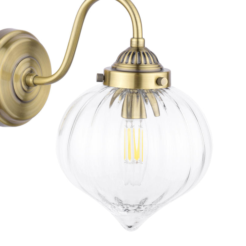 Laura Ashley Whitham Wall Light Antique Brass and Ribbed Glass • LA3756485-Q
