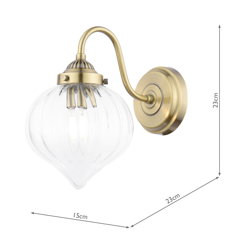 Laura Ashley Whitham Wall Light Antique Brass and Ribbed Glass • LA3756485-Q
