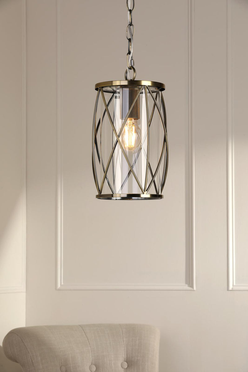 Laura Ashley Beckworth Ceiling Lantern Antique Brass and Glass • LA3756486-Q