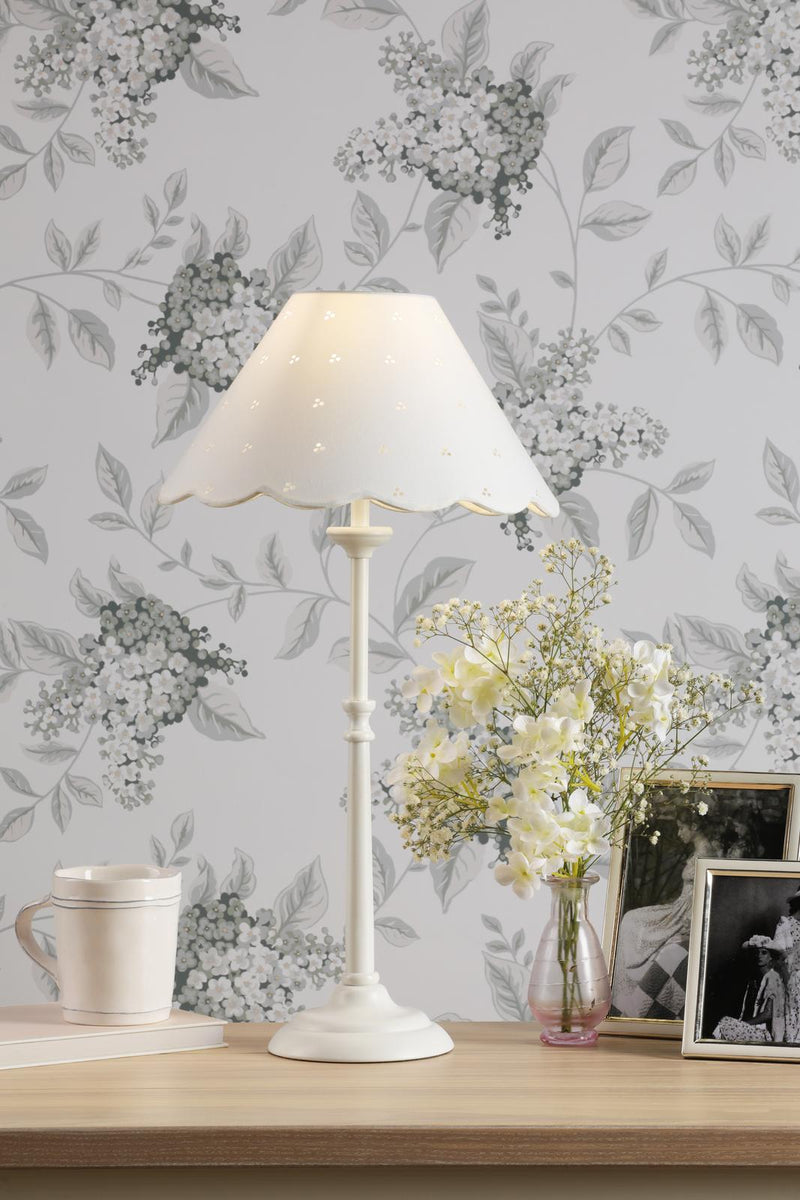 Laura Ashley Cordwell Table Lamp Matt White With Shade • LA3756488-Q