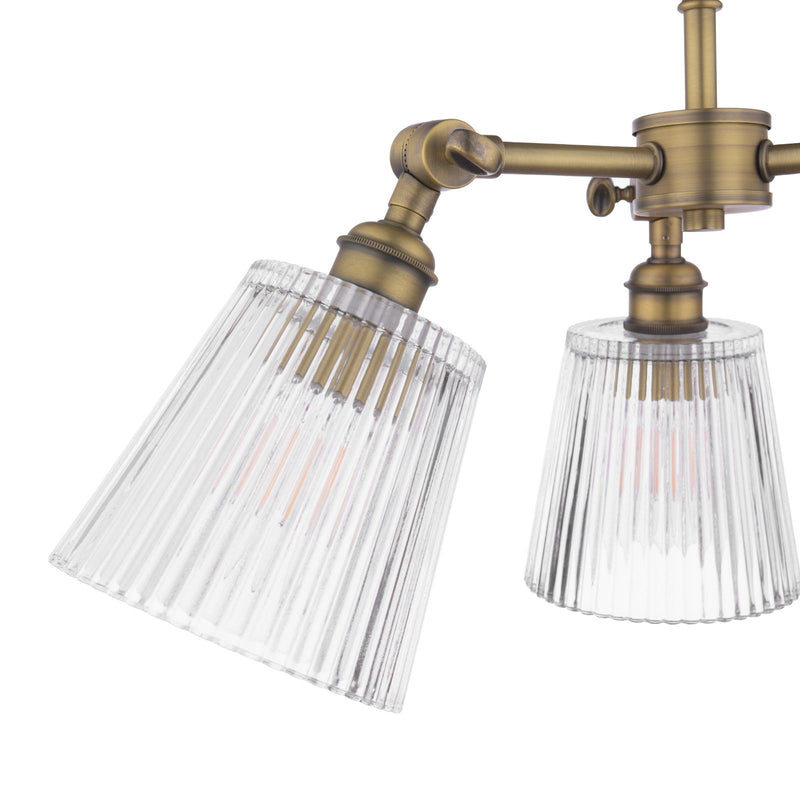 Laura Ashley Callaghan 3 Light Semi-Flush Matt Antique Brass and Ribbed Glass • LA3756491-Q