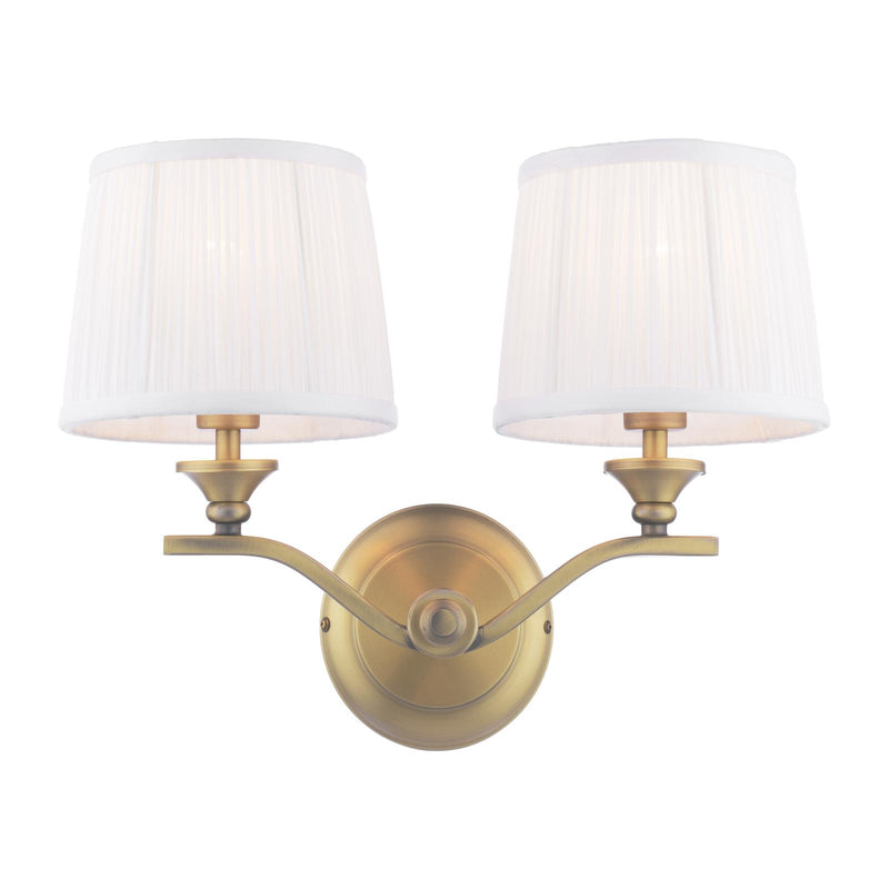 Laura Ashley Hemsley 2 Light Wall Light Matt Antique Brass With Shade • LA3756492-Q