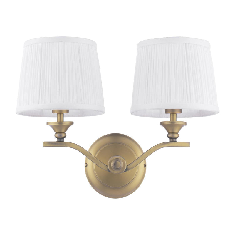 Laura Ashley Hemsley 2 Light Wall Light Matt Antique Brass With Shade • LA3756492-Q