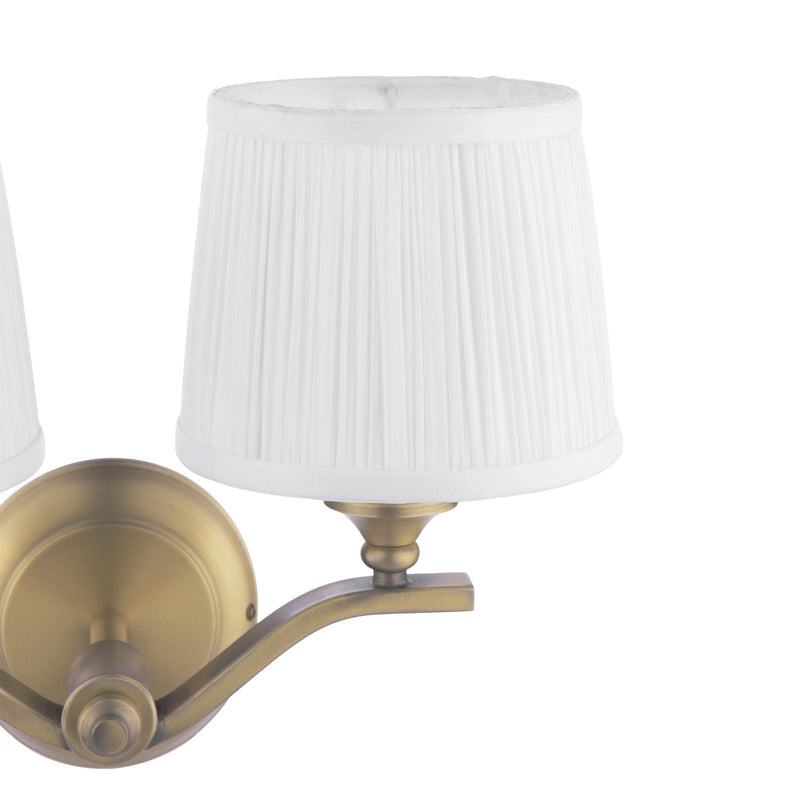 Laura Ashley Hemsley 2 Light Wall Light Matt Antique Brass With Shade • LA3756492-Q
